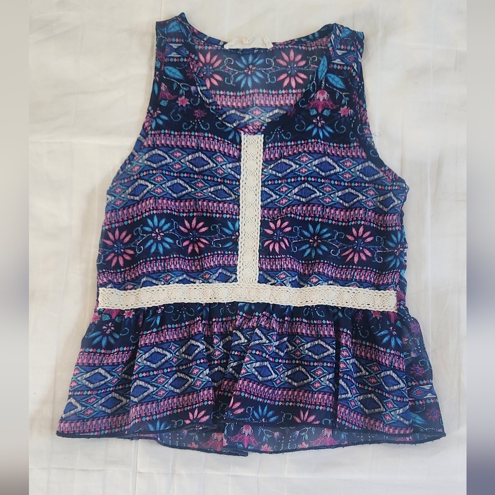 Blue Sheer Girls Size 7 Blouse